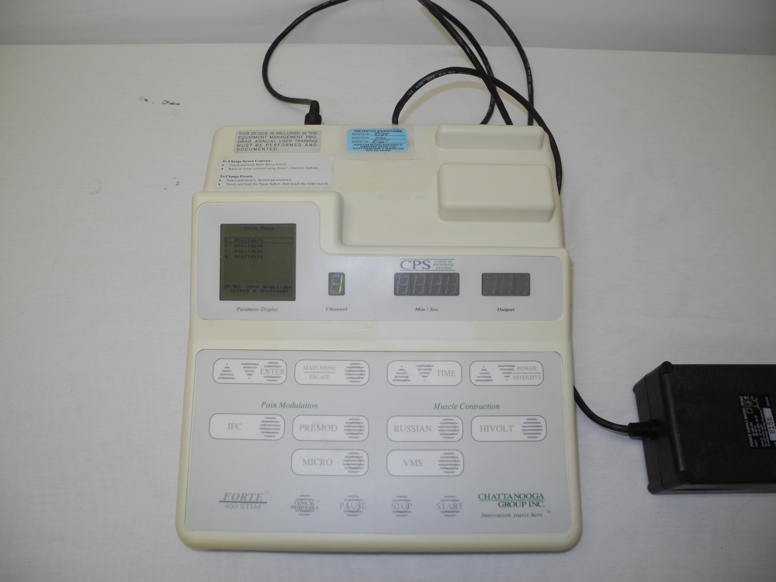 CHATTANOOGA FORTE 400 STIM THERAPY UNIT W/ AC POWER ADAPTER