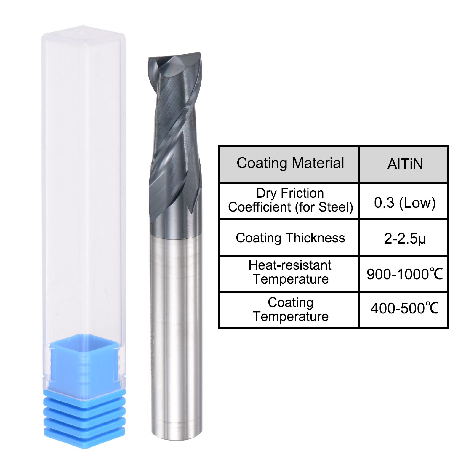 10mm Dia 10mm Shank 75mm HRC45 Carbide AlTiN Coated 2 Flute Square End Mill