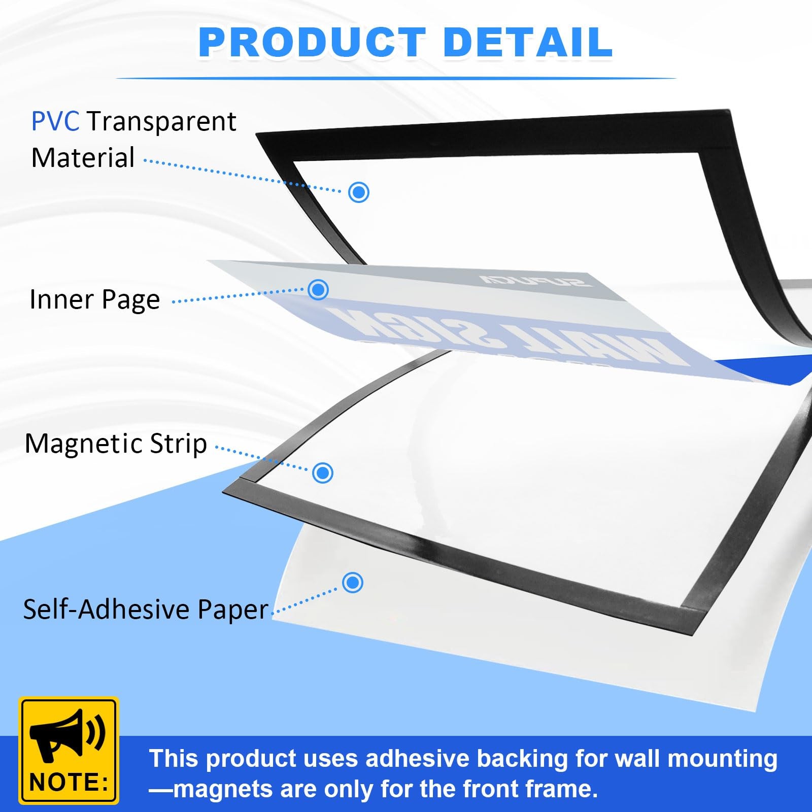 Supuca Magnetic Sign Holder & Picture Frame 8.5 x 11 – 8.5″x11″ 6 Pack, Black