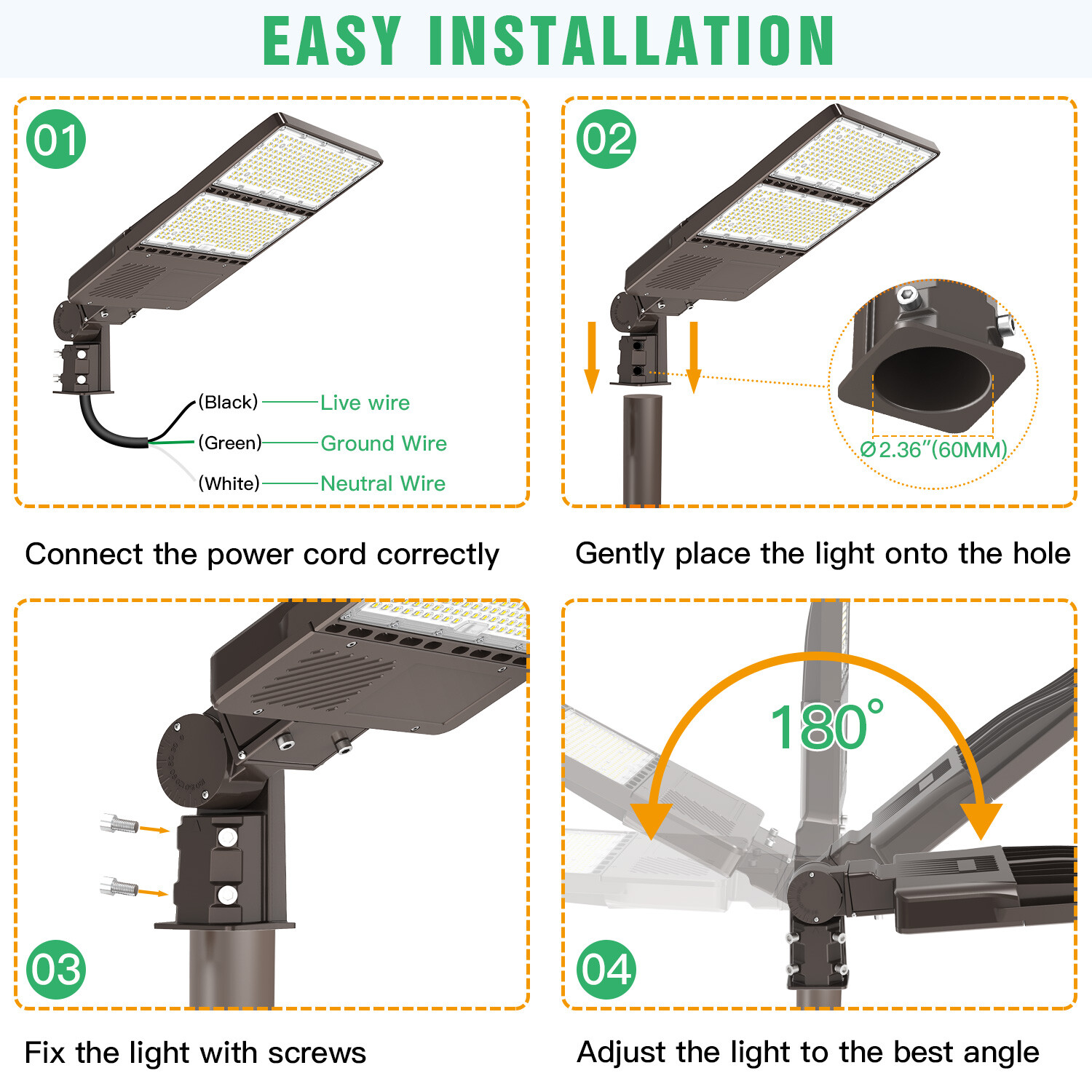 320W LED Shoebox Street Light Outdoor Parking Lot Area Pole Light with Photocell
