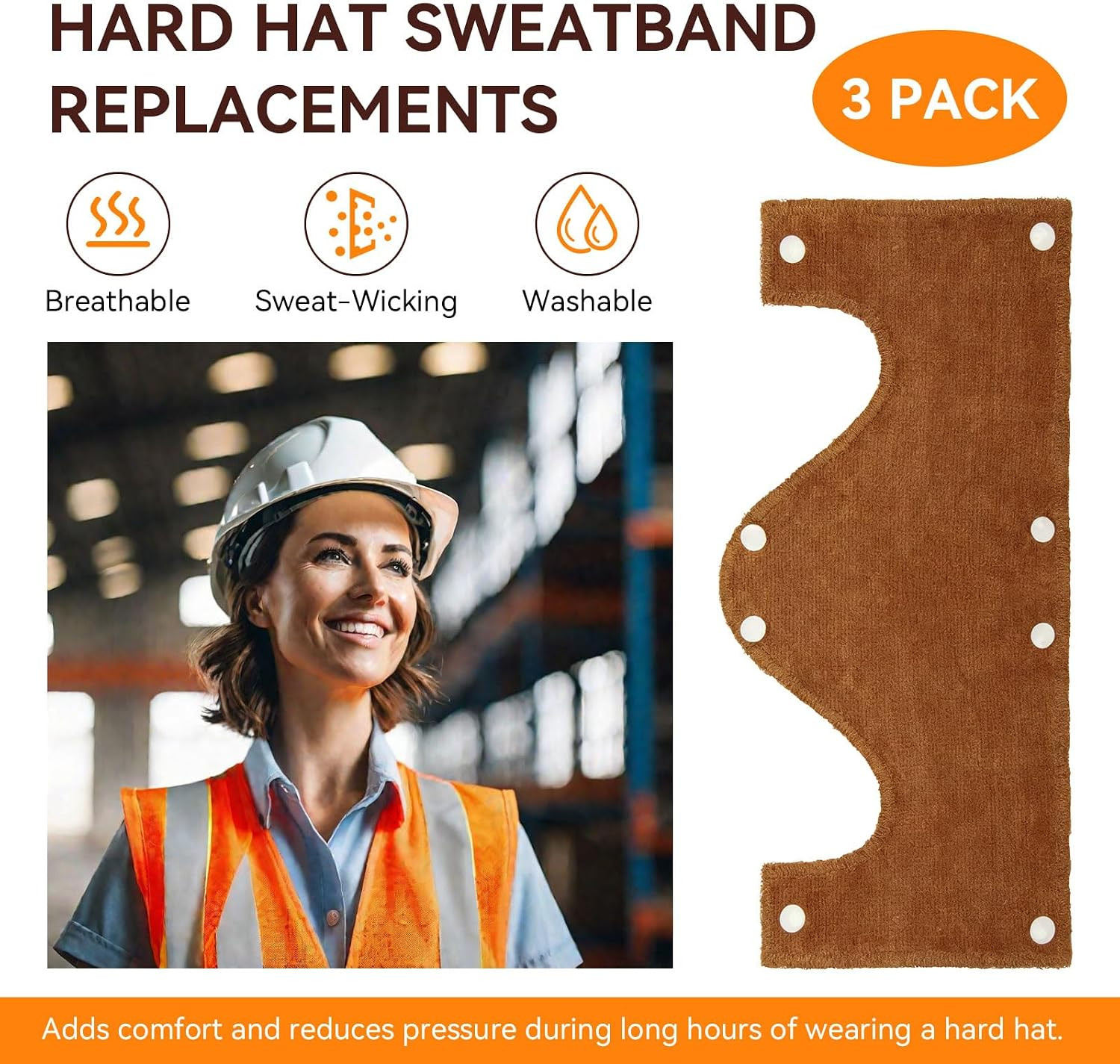 3-Pack Hard Hat Sweatband Washable Cooling Safety Helmet Insert Reusable Hard…