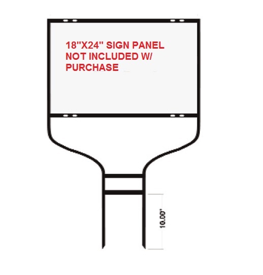 18″X24″ SIGN PANEL BLACK METAL ROUND ROD FRAME YARD, REAL ESTATE SIGN HOLDER