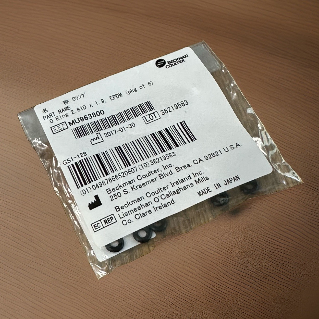 Beckman Coulter MU963800 O-Ring For Aspiration Manifold, 6/Pack 2.8ID x 1.9EPDM