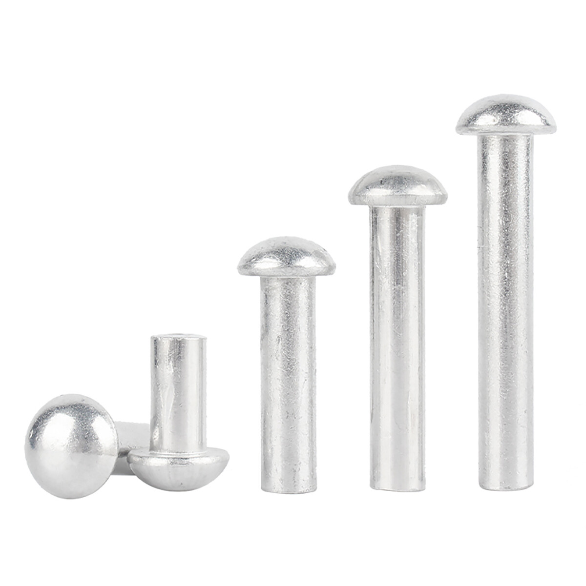 Aluminium Solid Round Head Rivets, DIN 660, Sizes M2-M8, Lengths 3-50mm