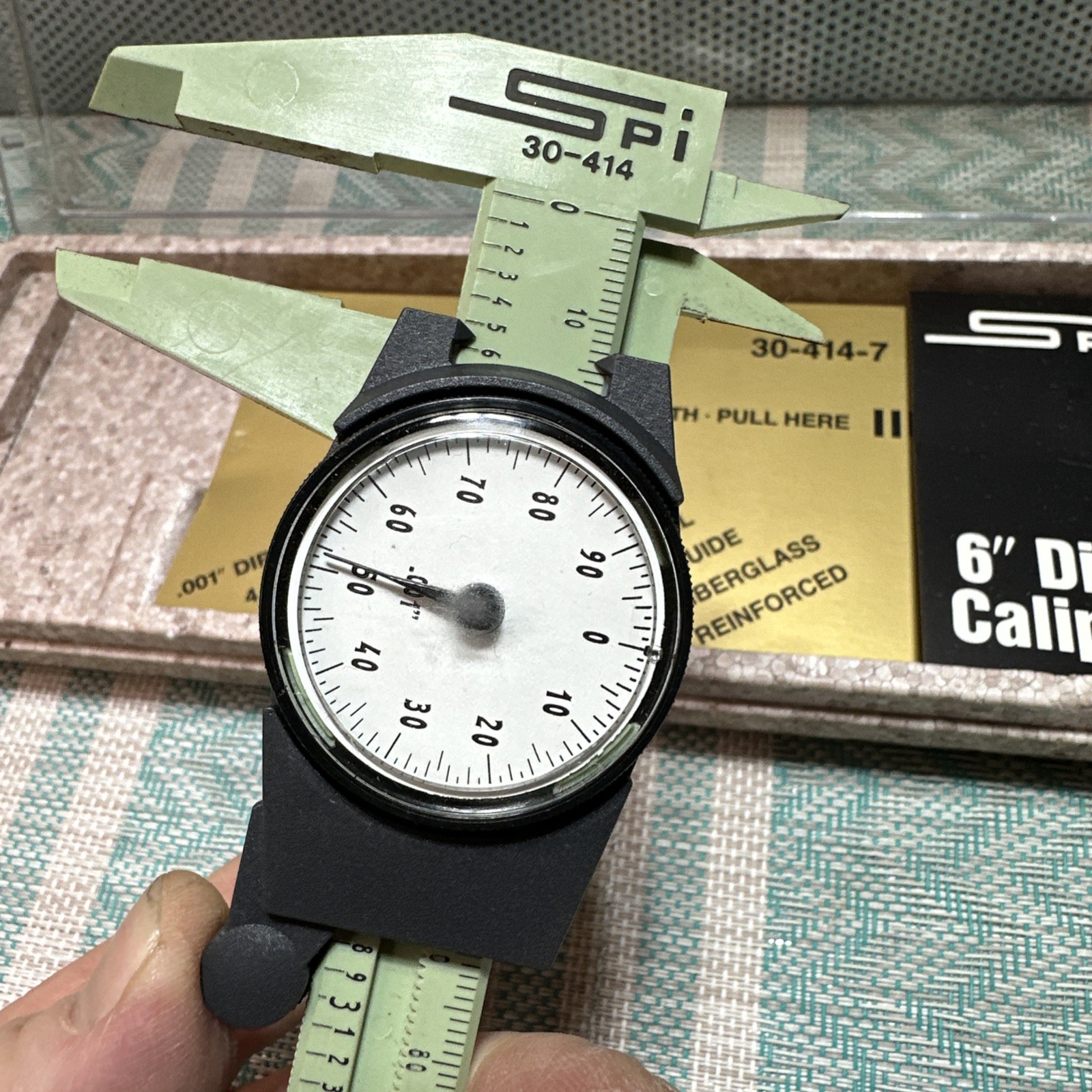 SPI 30-414 6” Dial Caliper Green Made In Switzerland 65% Fiberglass Reinforced