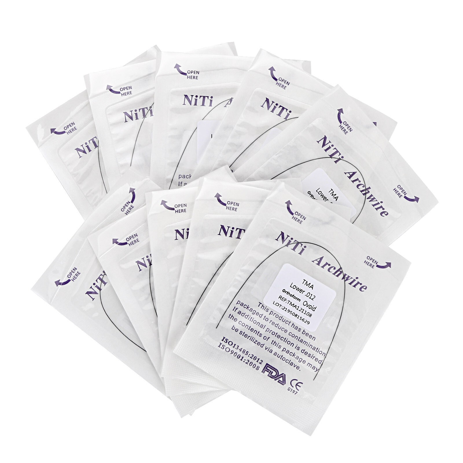 Dental Orthodontic TMA Beta Arch Wire Ti-Mo Alloy Round Ovoid/Natural 012-020