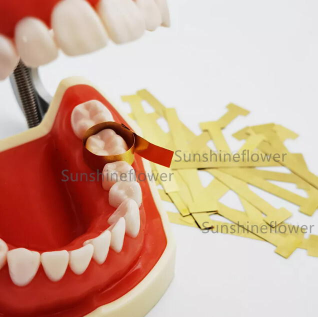 20Pcs/Bag Dental Matrix T-Bands Curved/Straight Brass Tooth Restoration 0.05mm