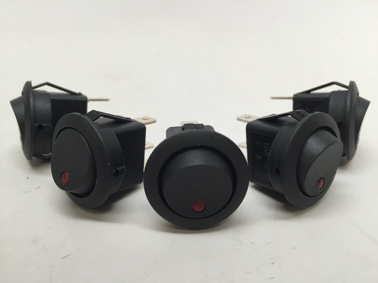 5 PCS MARINE BOAT AUTOMOTIVE CAR ROUND RED DOT LED ROCKER SWITCH SPST ON/OFF