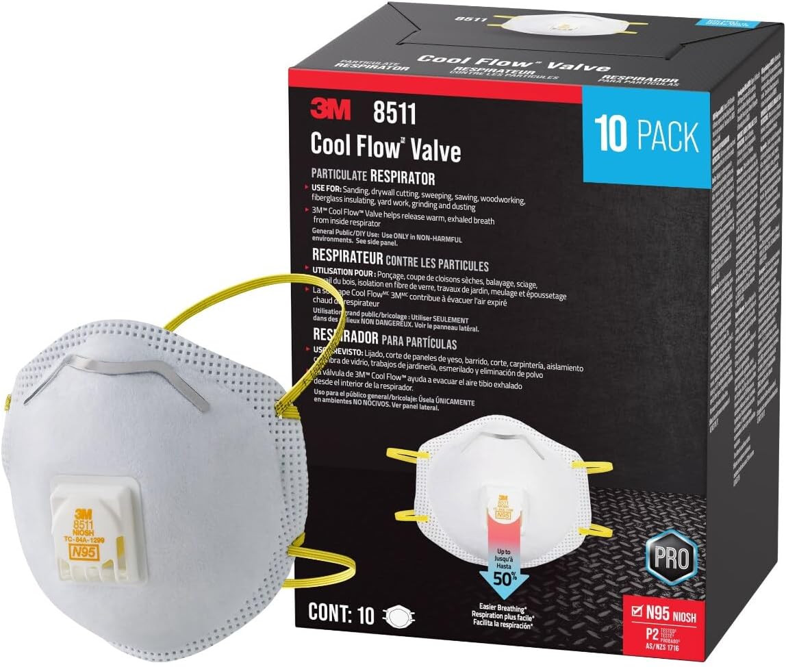 3M N95 Respirator 8511, 10 Pack, NIOSH-APPROVED N95, Features COOL FLOW Exhalati