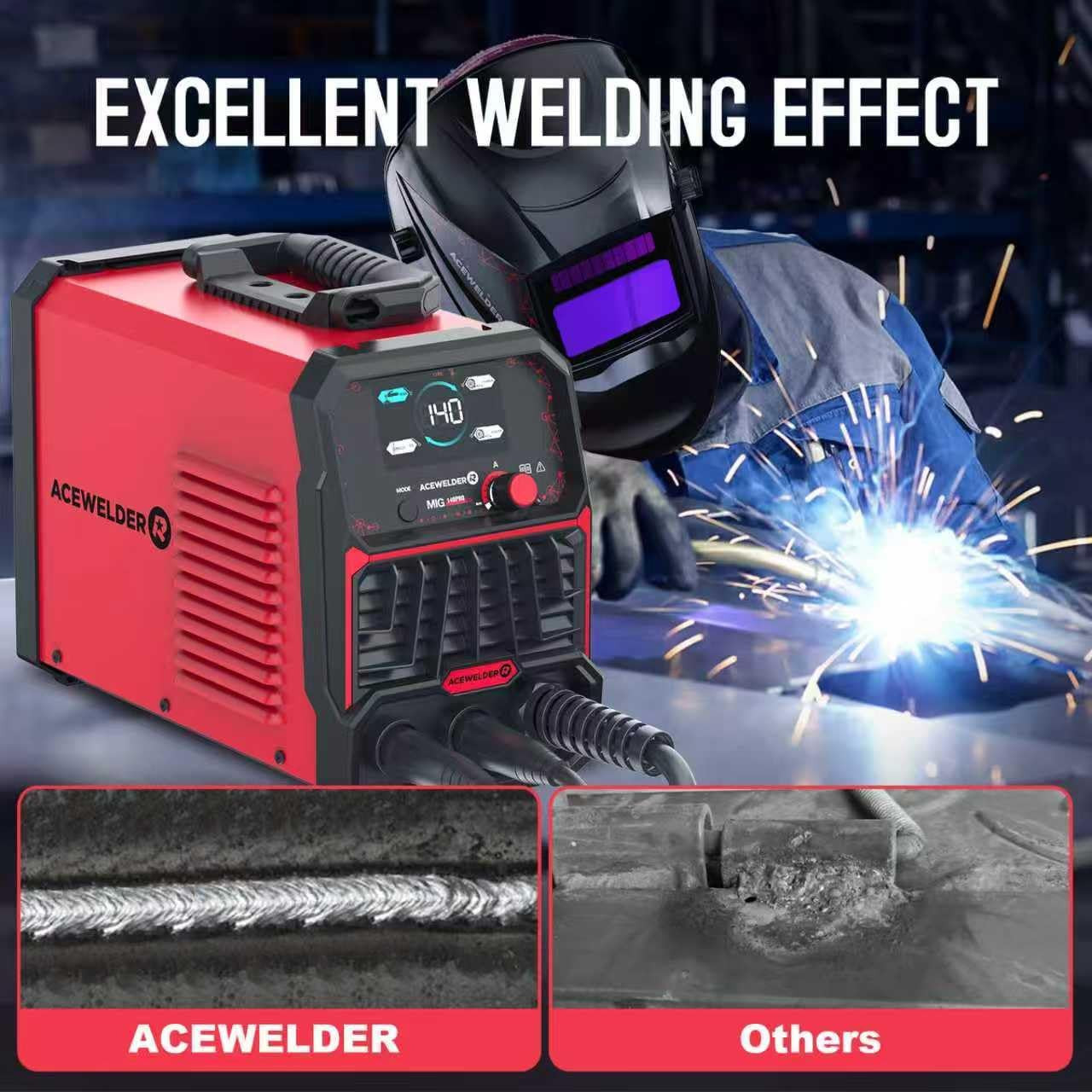 140A MIG Welder, 3 in 1 Flux Core, MIG/LIFT Tig/Stick Welding Machine 110V Porta