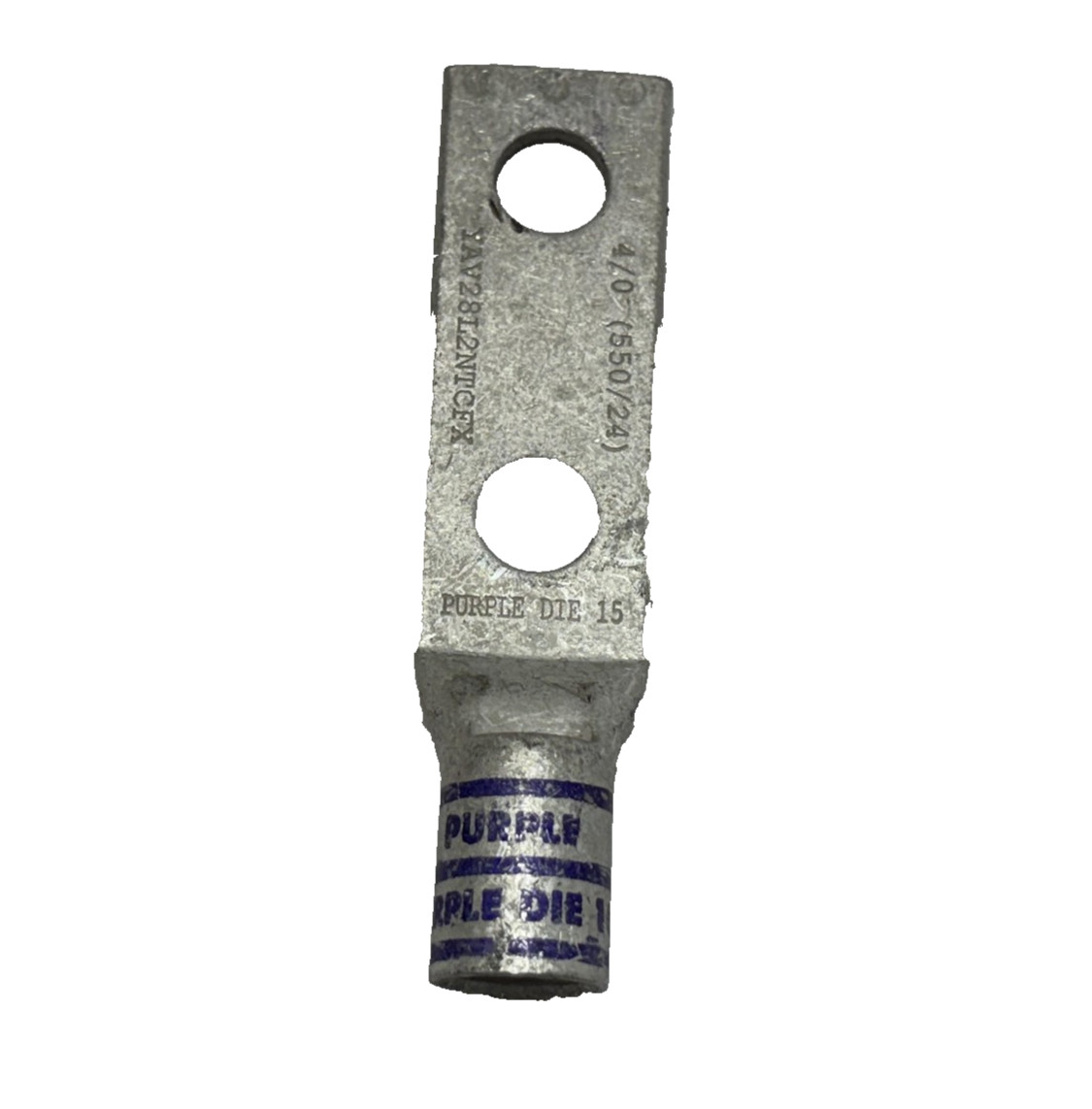 Burndy YAV28L2NTCFX 4/0 Purple Die 15 Two Hole Compression Lug 550 MCM Wire