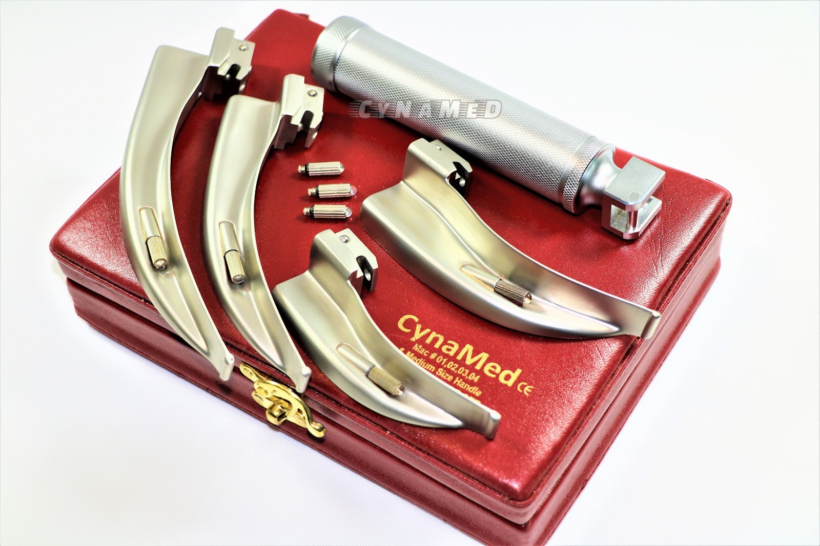 4 BLADES AND ONE HANDLE LARYNGOSCOPE MACINTOSH INTUBATION EMT ANESTHESIA SET