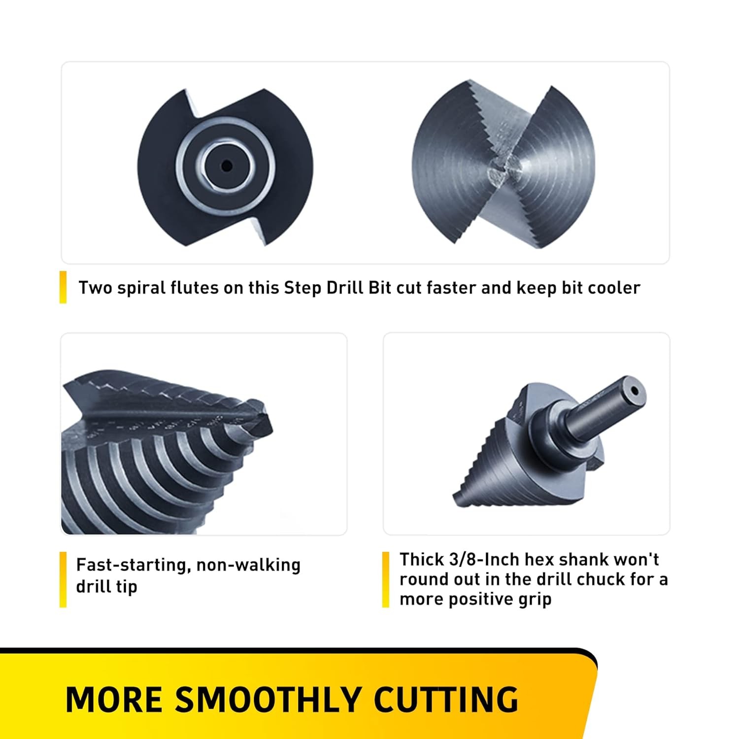 10 Sizes Step Drill Bit for Metal Sheet, 1/4 to 1-3/8 Inches High Speed…