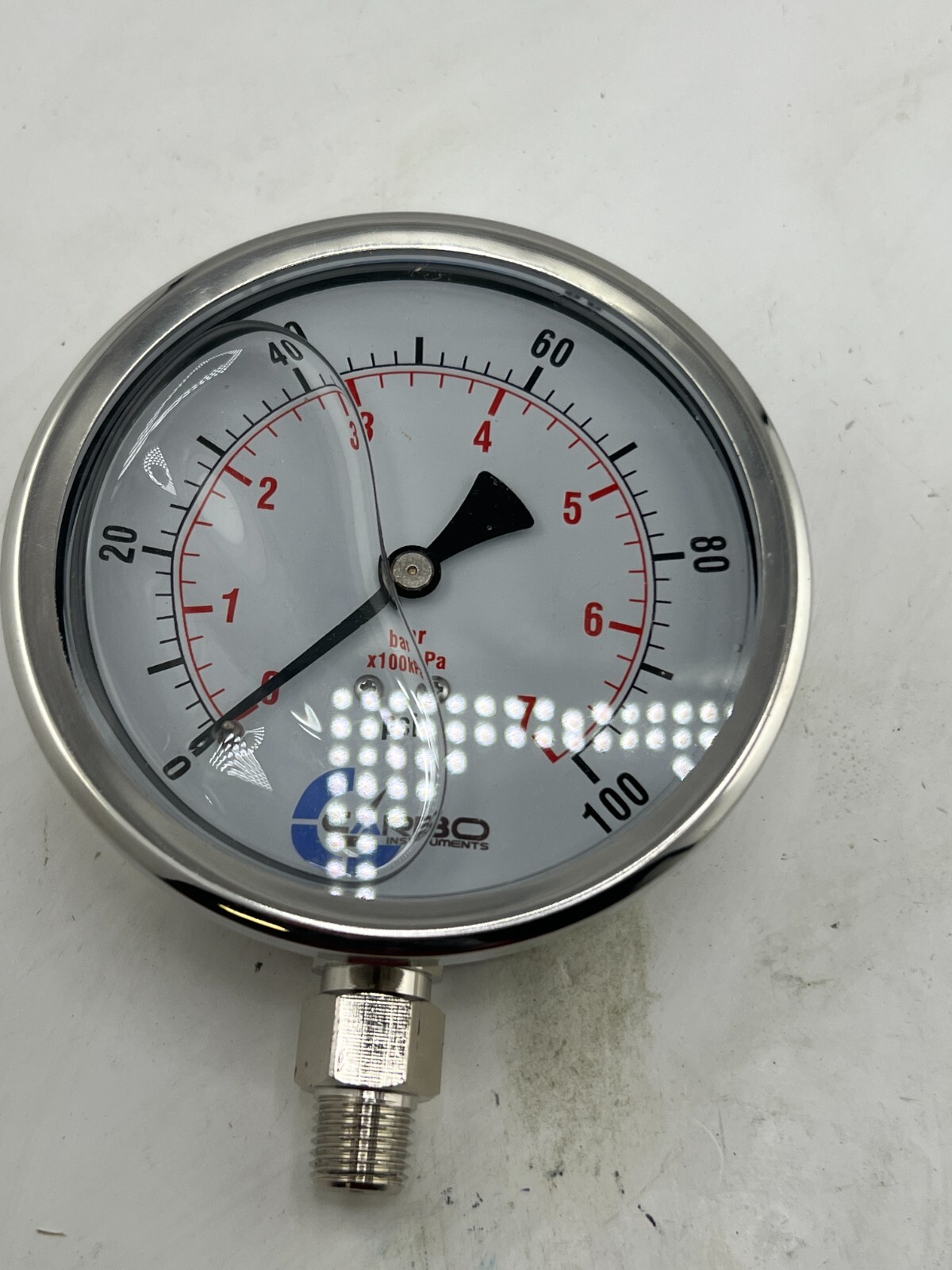 CARBO Instruments Pressure Gauge Steel Case Liquid Filled 0-100 psI