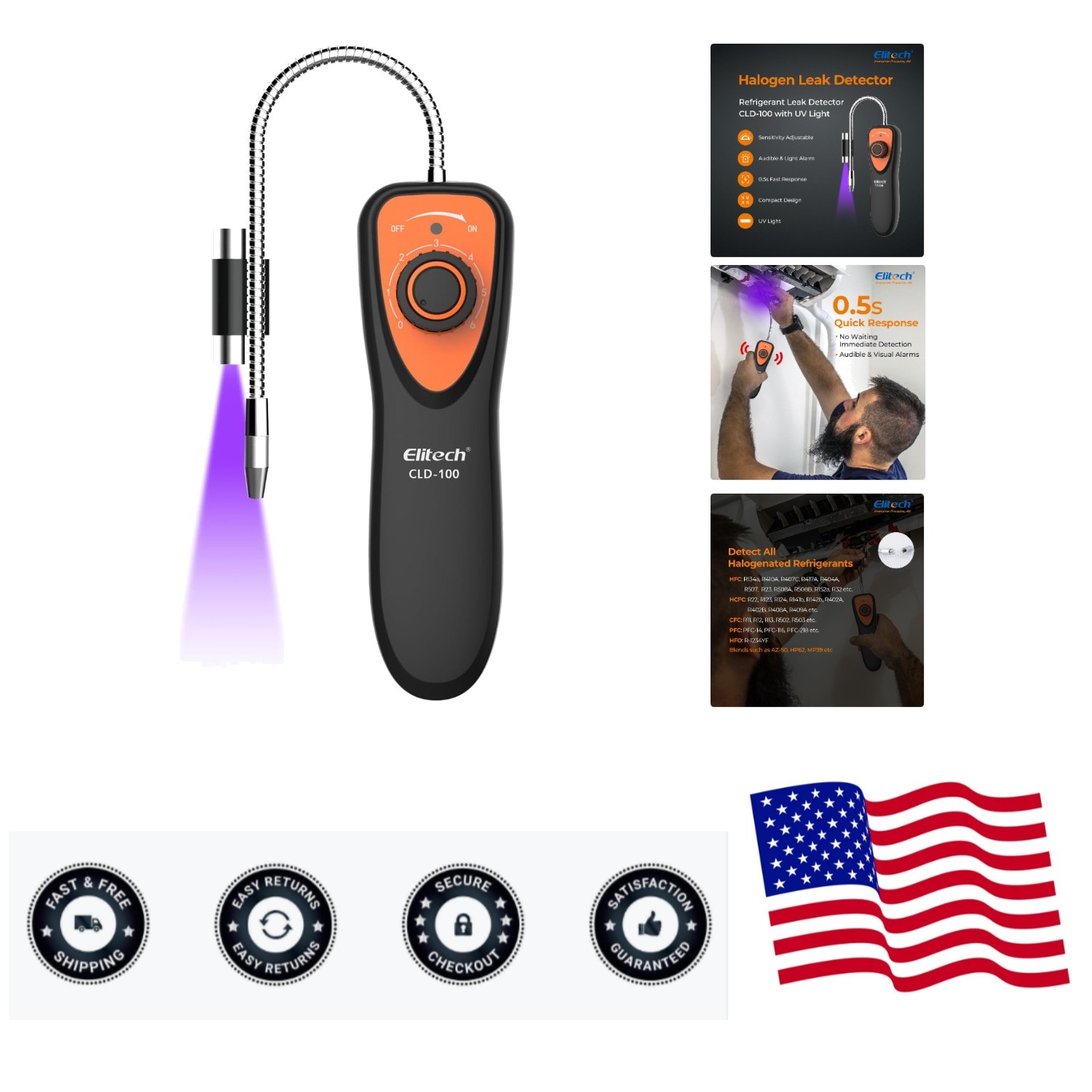Refrigerant Leak Detector, CLD-100 Freon Leak Detector Car HVAC Halogen Refri…