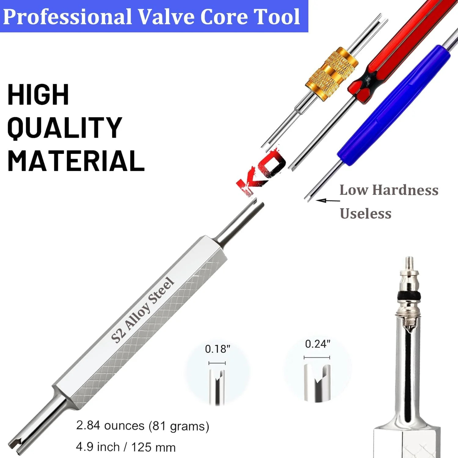 Tire Valve Stem Removal Tool Kit R134A R12 A/C Schrader Valve Stem Core Remover