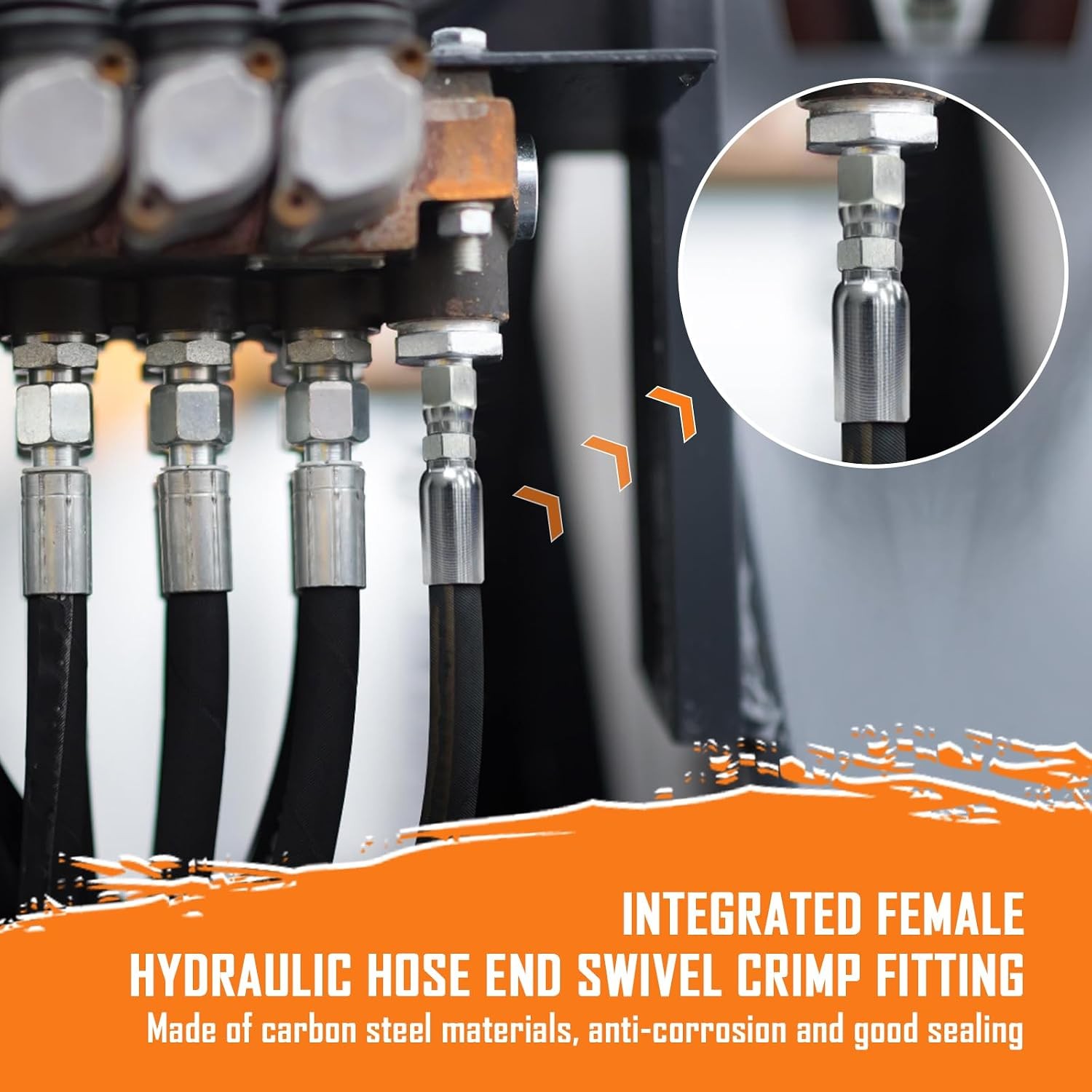 12PCS 1/4″ Hydraulic Hose Fittings 1/4″x1/4″ JIC 37° Female w/ Protection Cover