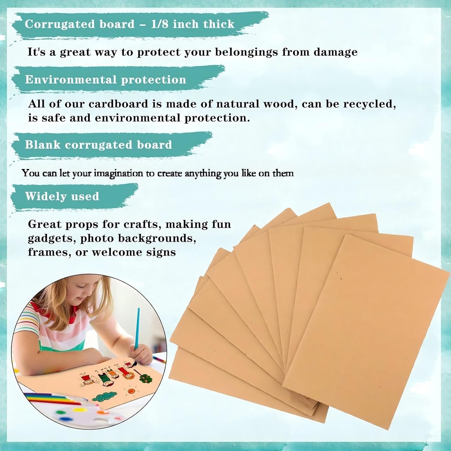 50 Pack Corrugated Cardboard Sheets Flat Hard Cardboard Inserts Back to Schoo…