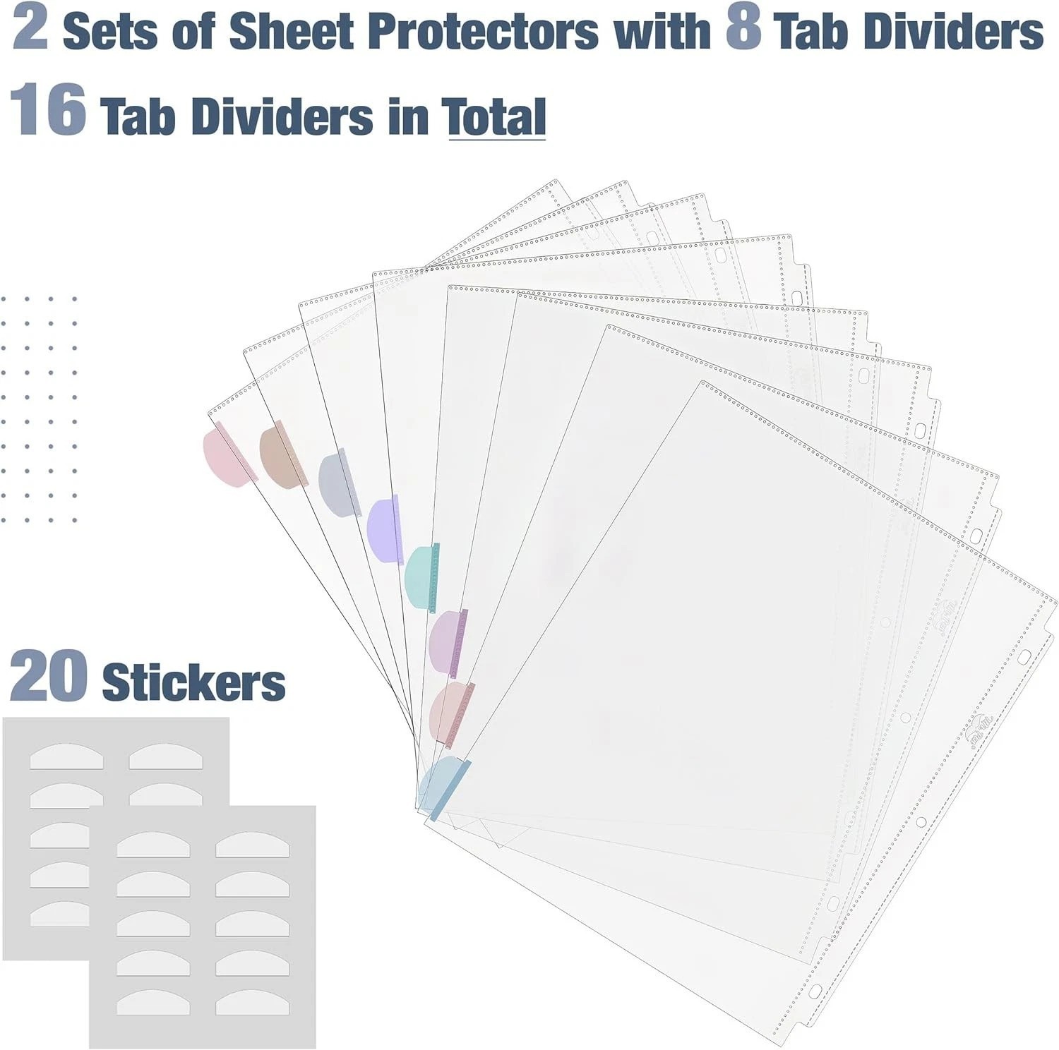 Clear Sheet Protectors with Tabs, 8.5×11 Inches, 8 Tabs, 2 Sets | Durable Cle…