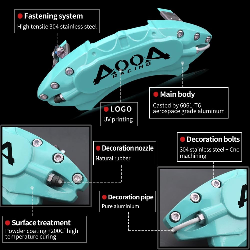 Mint Blue Caliper Covers Black Character 2015-2023 Mustang Performance GT 4pc
