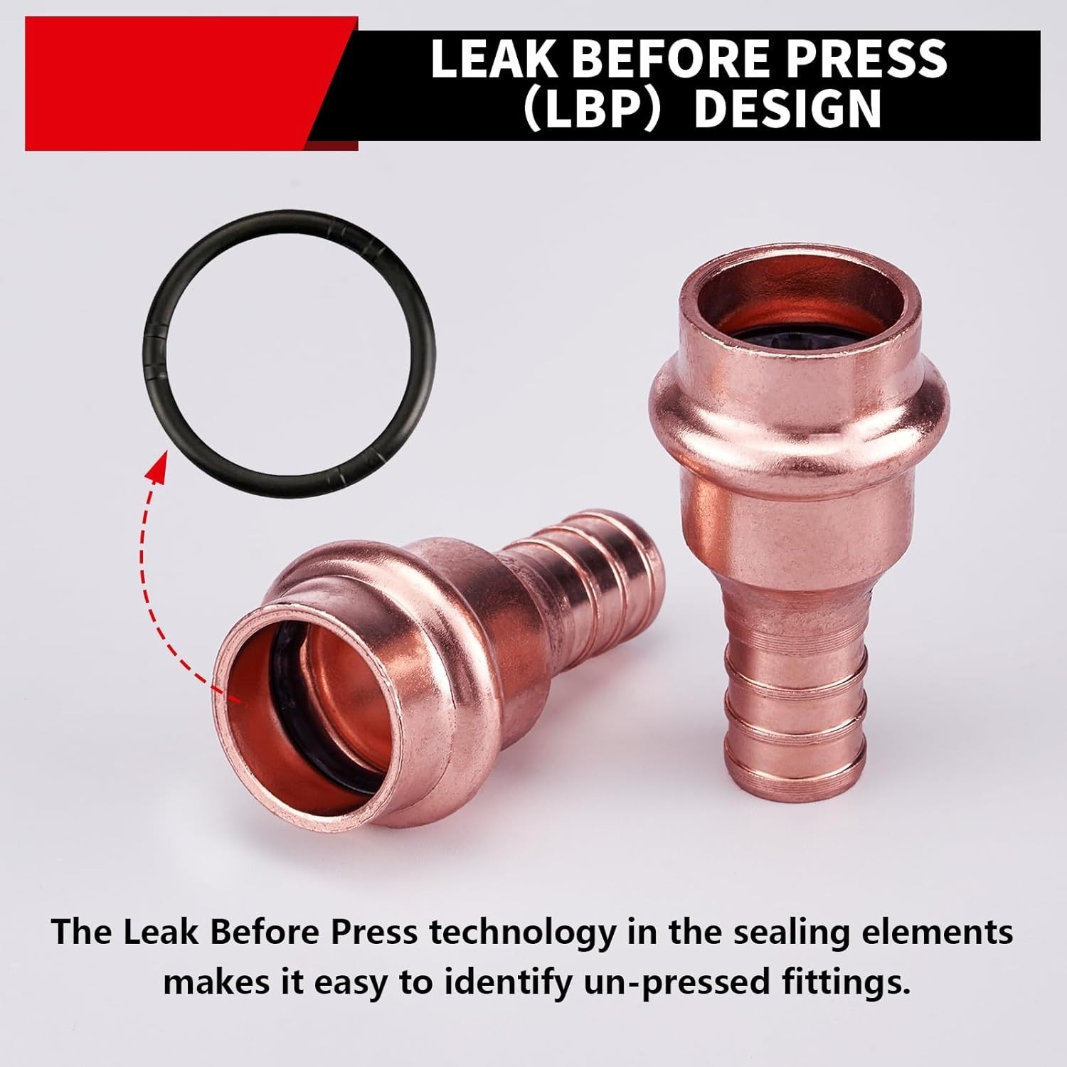 Copper Press Fittings Crimp Coupling Adapter, 10-Pcs 1/2 Press x 1/2 PEX inch…