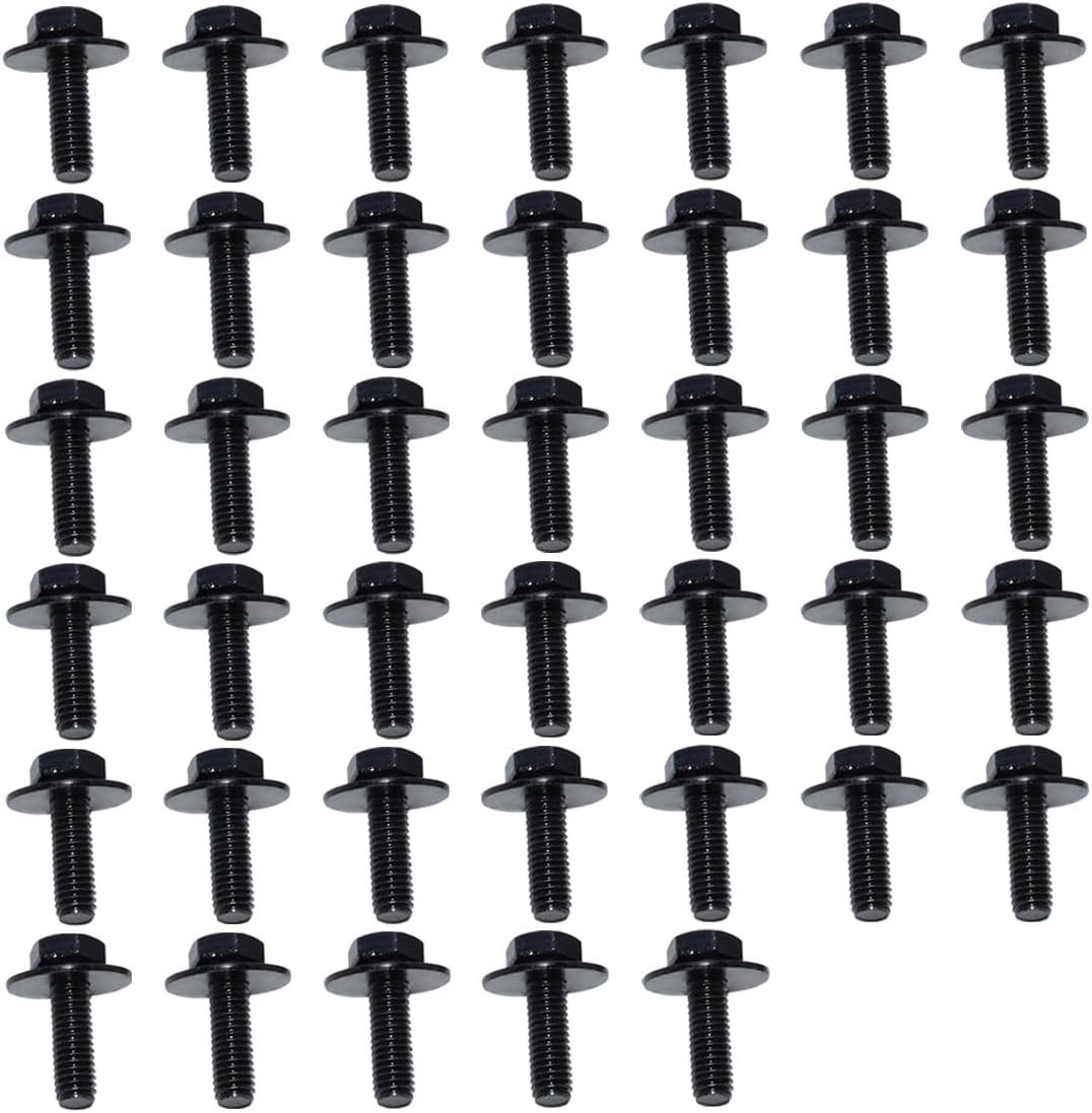 40PCS M6-1.0 x 24mm Hex Head SEMS Bolts – Automotive Body Bolts Screws Fastener
