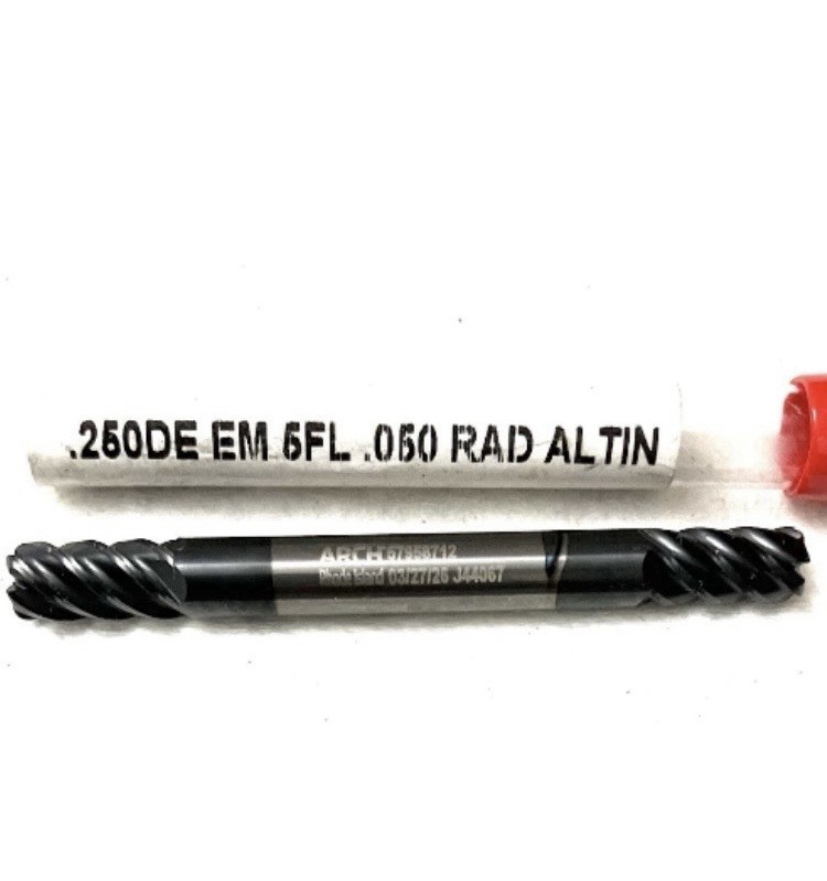ARCH 1/4″ 5FL Corner Radius End Mill .050R Double End Solid Carbide AlTiN NEW
