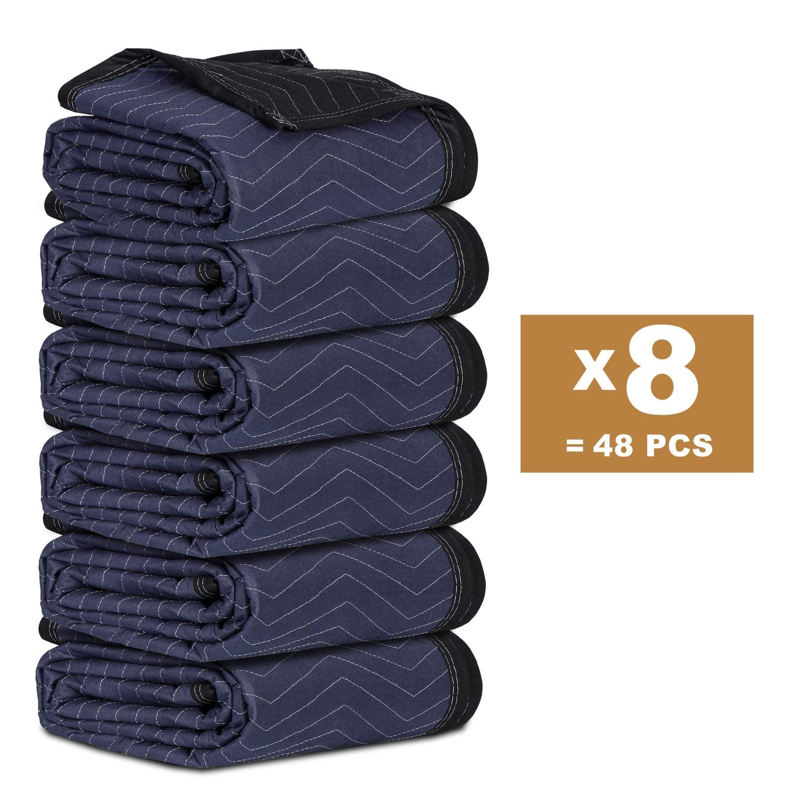 48 Moving Blankets 80″x72″ Protective Shipping Packing Pads Furniture Blue/Black