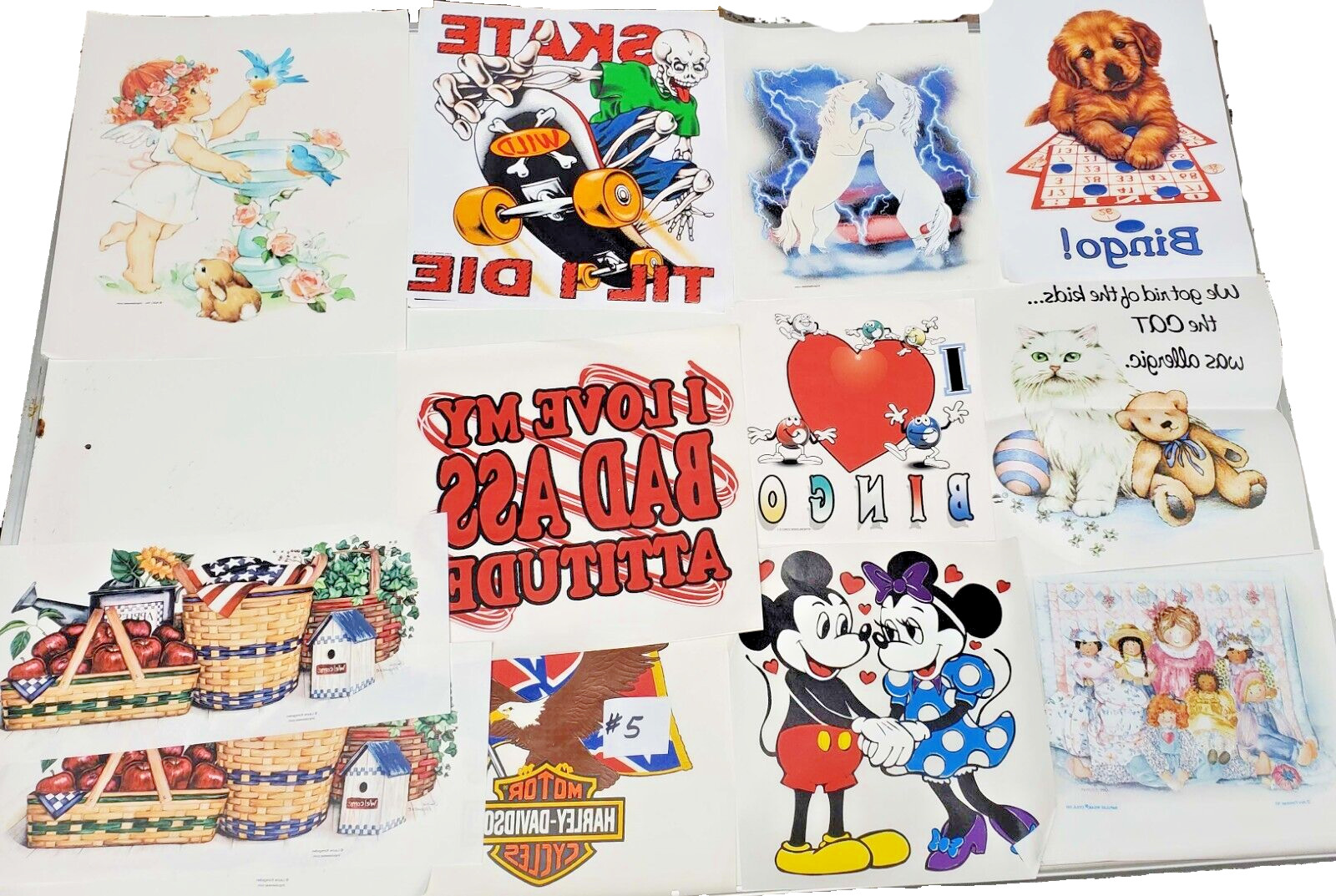 VINTAGE IRON ON TRANSFER LOT # 5 70S 80S T SHIRT transfers 60 or more per lot.