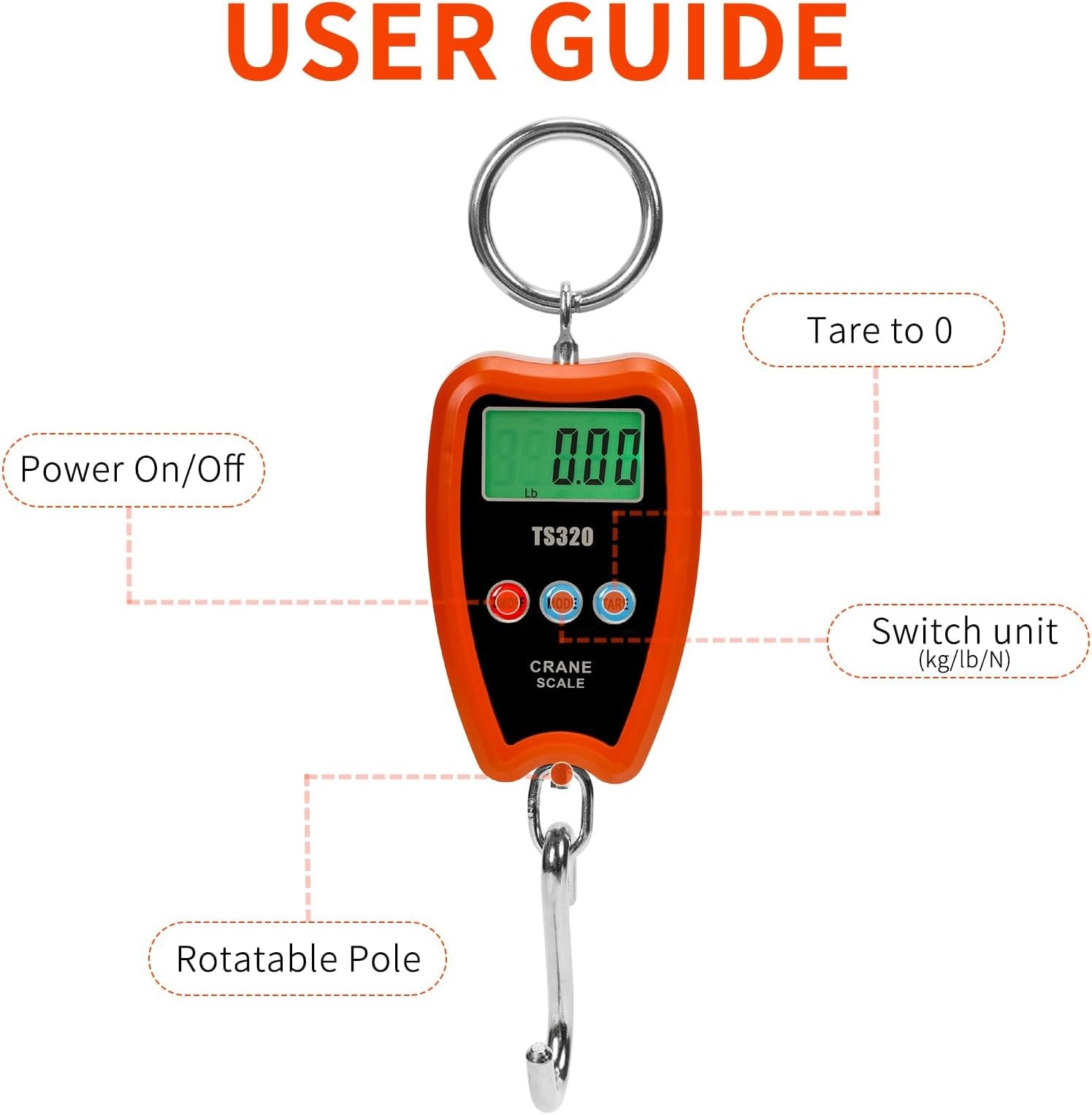 Digital Crane Scale 300kg/660lbs 200kg/440lbs with LED Handheld Mini Hanging …
