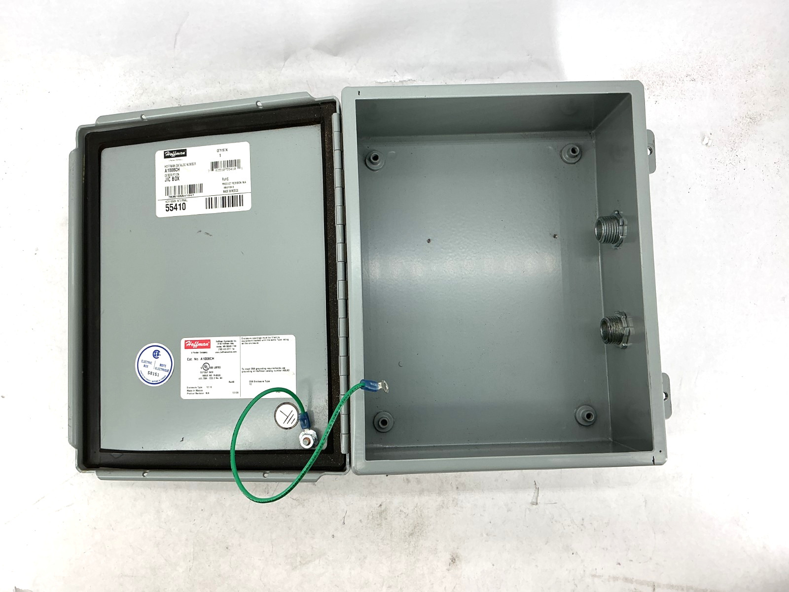 Hoffman A1008CH Junction Box Enclosure Panel Mount 10″X8″X4″ Gray 55410