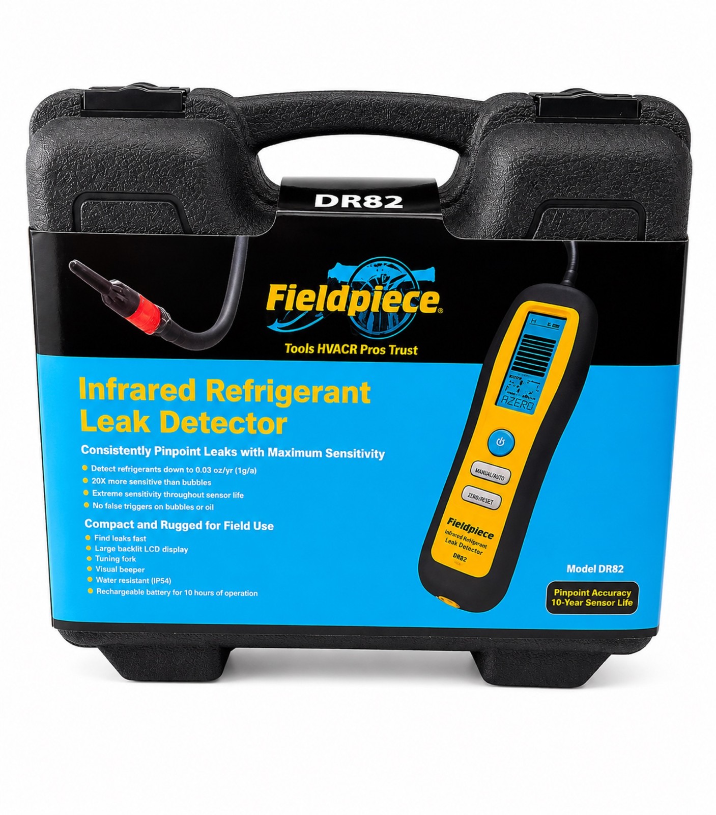Fieldpiece DR82 Infrared Refrigerant Leak Detector HVAC Tool with Carrying Case