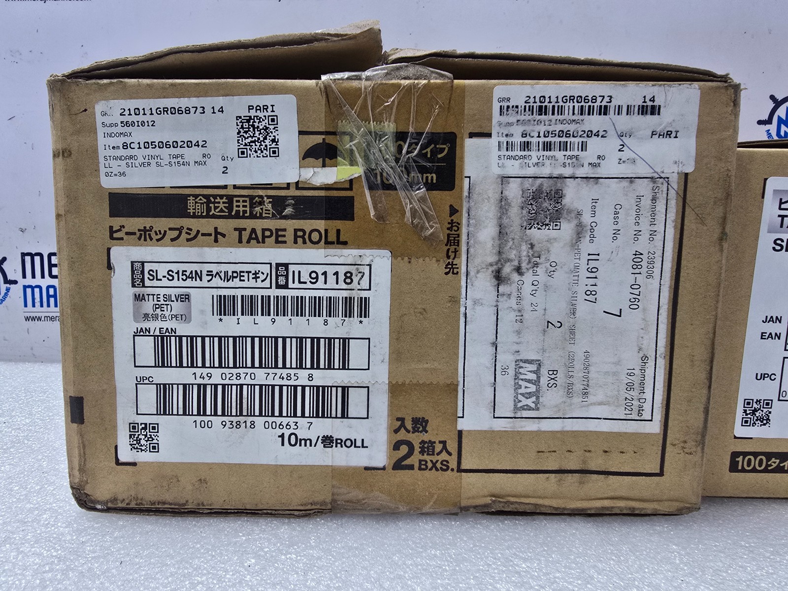Max Co. Ltd SL-S154N Tape Roll Matte Silver(pet) 100mm – 2 Roll per Box