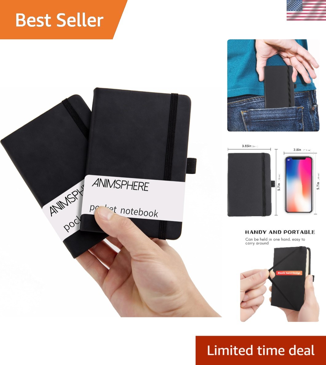 Minimalist Black Leather Journals – 4×5.7 inches, Soft Cover, 200 Pages Combined