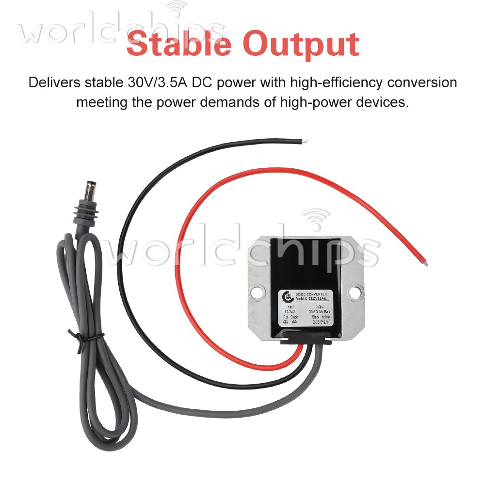 DC 12V24V to DC 30V 3.5A Power Cord Converter Boost Conversion Module Waterproof