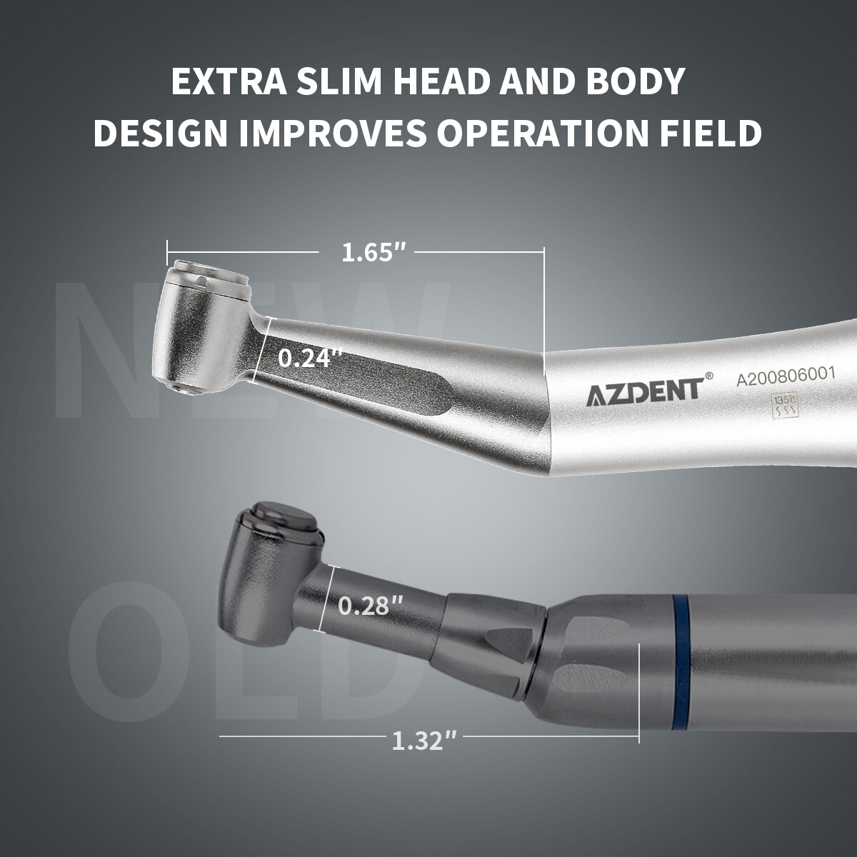 AZDENT Dental Contra Angle Low Speed Handpiece 1:1 Direct Drive 1.6mm FG Burs