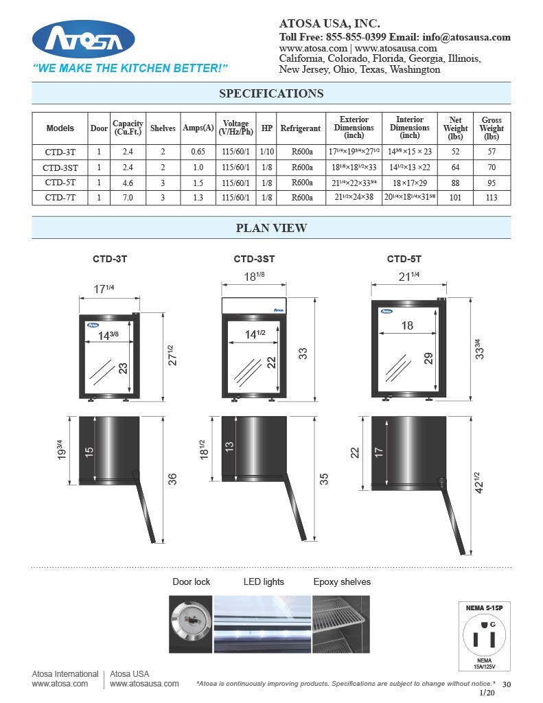 Atosa CTD-7T – Countertop Glass Door Merchandisers