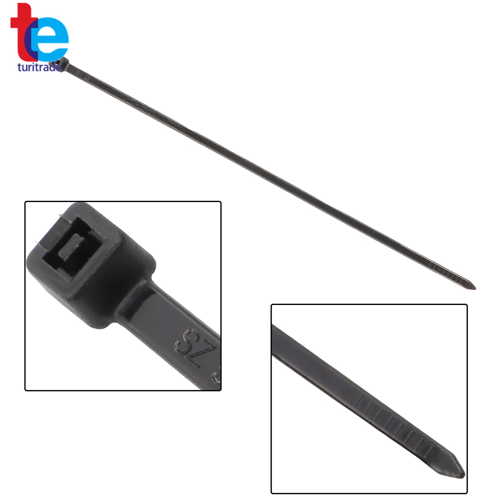 5000x 8″ Zip Ties 40lb Tensile Uv Black Heavy Duty Cable Ties 0.14″ Width