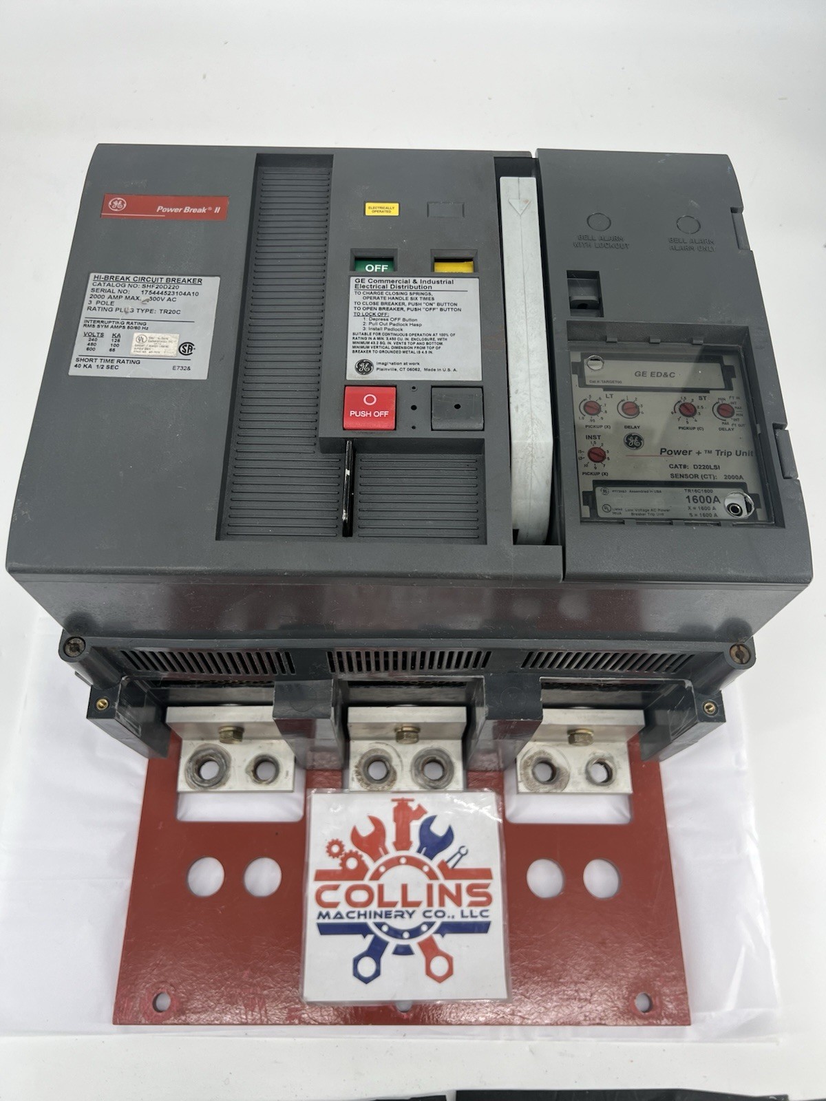 GE SHF20D220 Hi-Break Circuit Breaker, 2000A, 600V, 3P, 3Ø w/ SPUV120AC