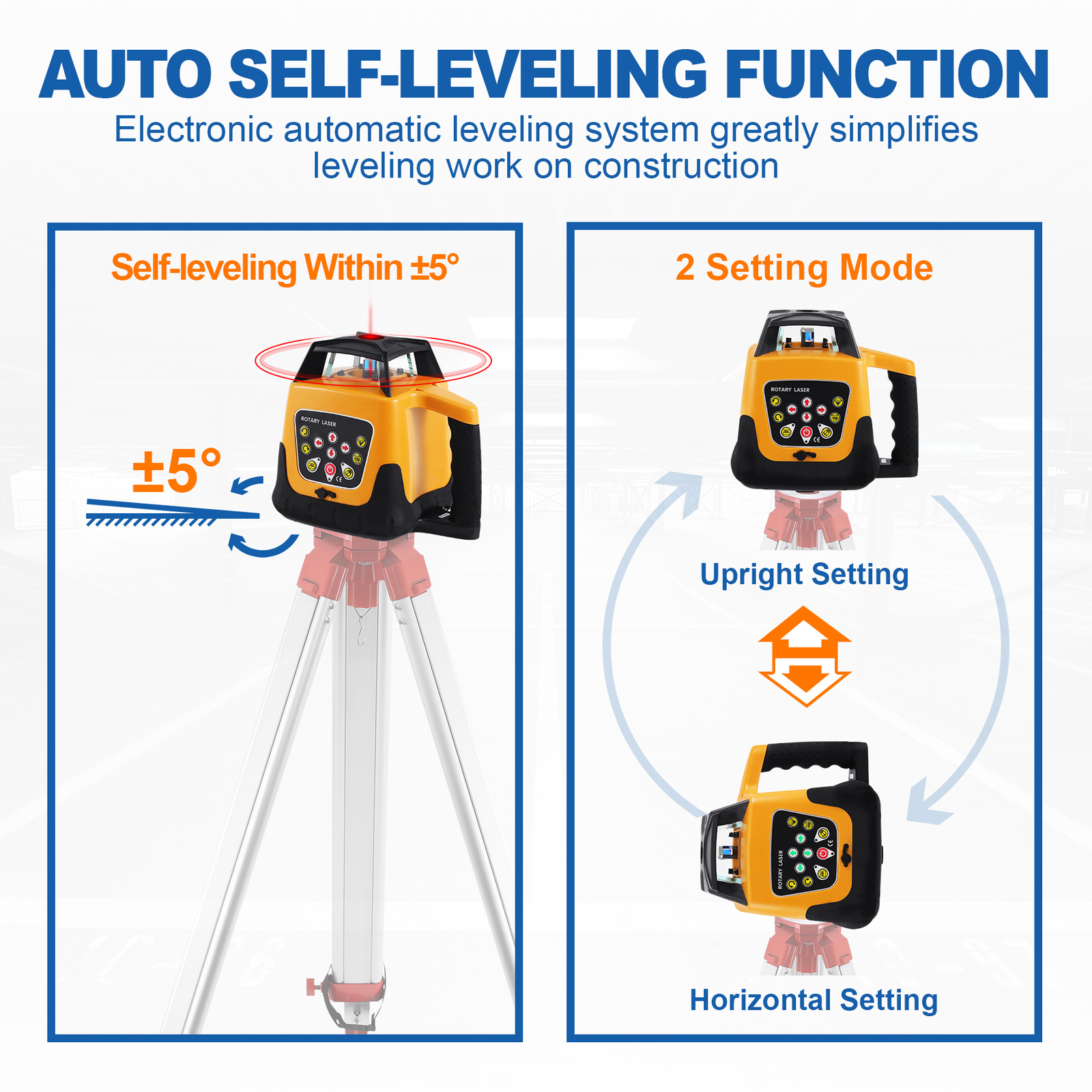 500m Self-leveling Red Laser Level 360 Rotating Rotary with Tripod Staff