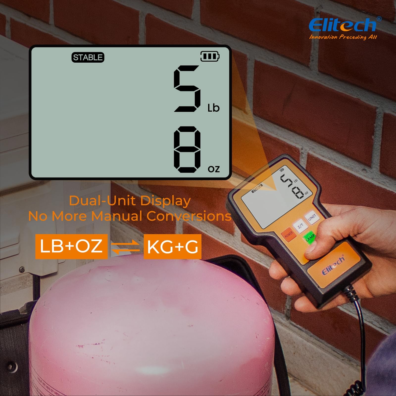 Elitech Refrigerant Scale 110 Lbs – High Precision 110 LBS Standard, Orange