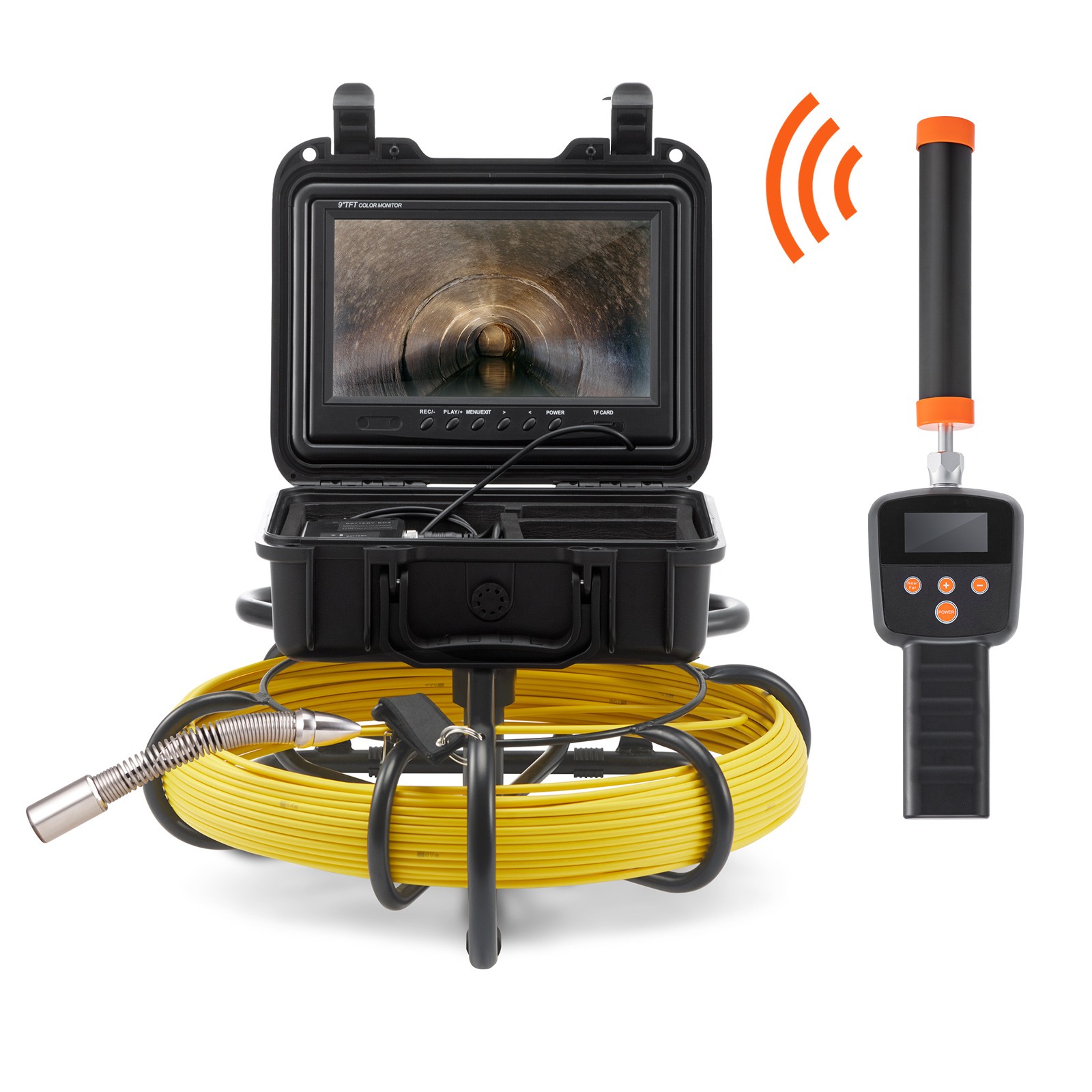 VEVOR Sewer Camera Pipe Inspection Camera w/ 512hz Sonde 9in 720p Screen 164 ft