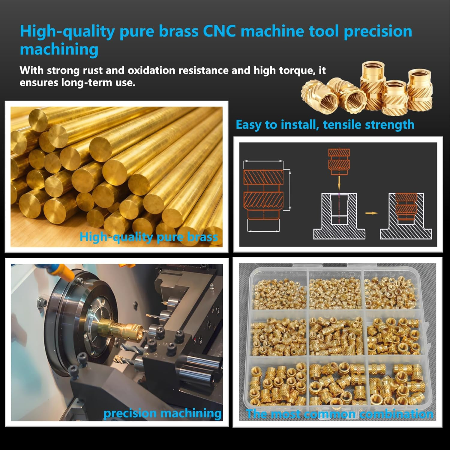 600 Pc Brass Threaded Inserts M2-M6 Heat Set Insert Tool Kit