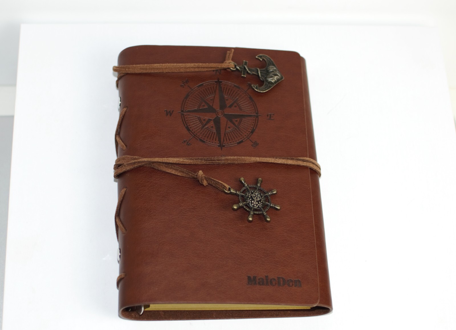 MaleDen Nautical Theme Brown Leather Spiral Journal Refillable