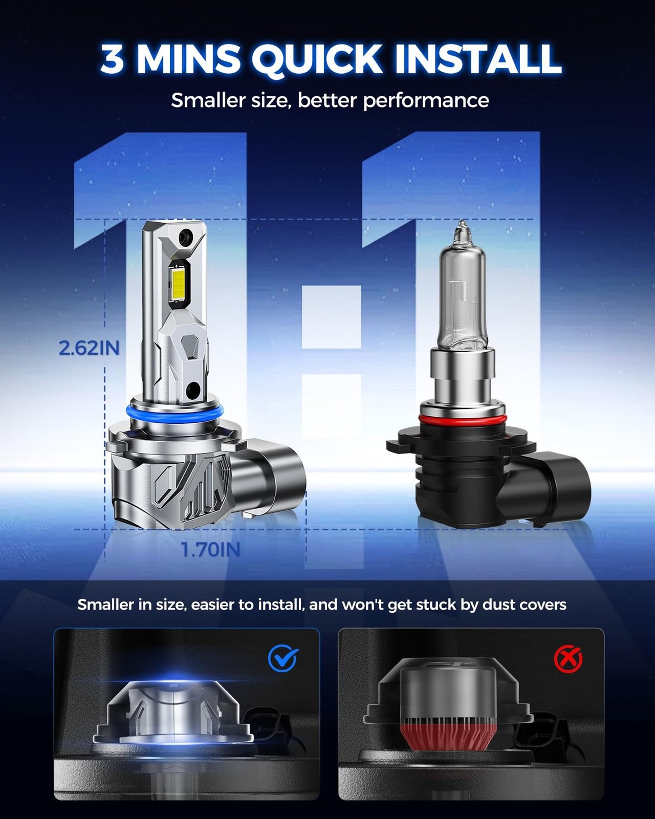 Marsauto 9005 Fog Bulbs, 40,000LM 800% Brighter 6500K White High-Performance …