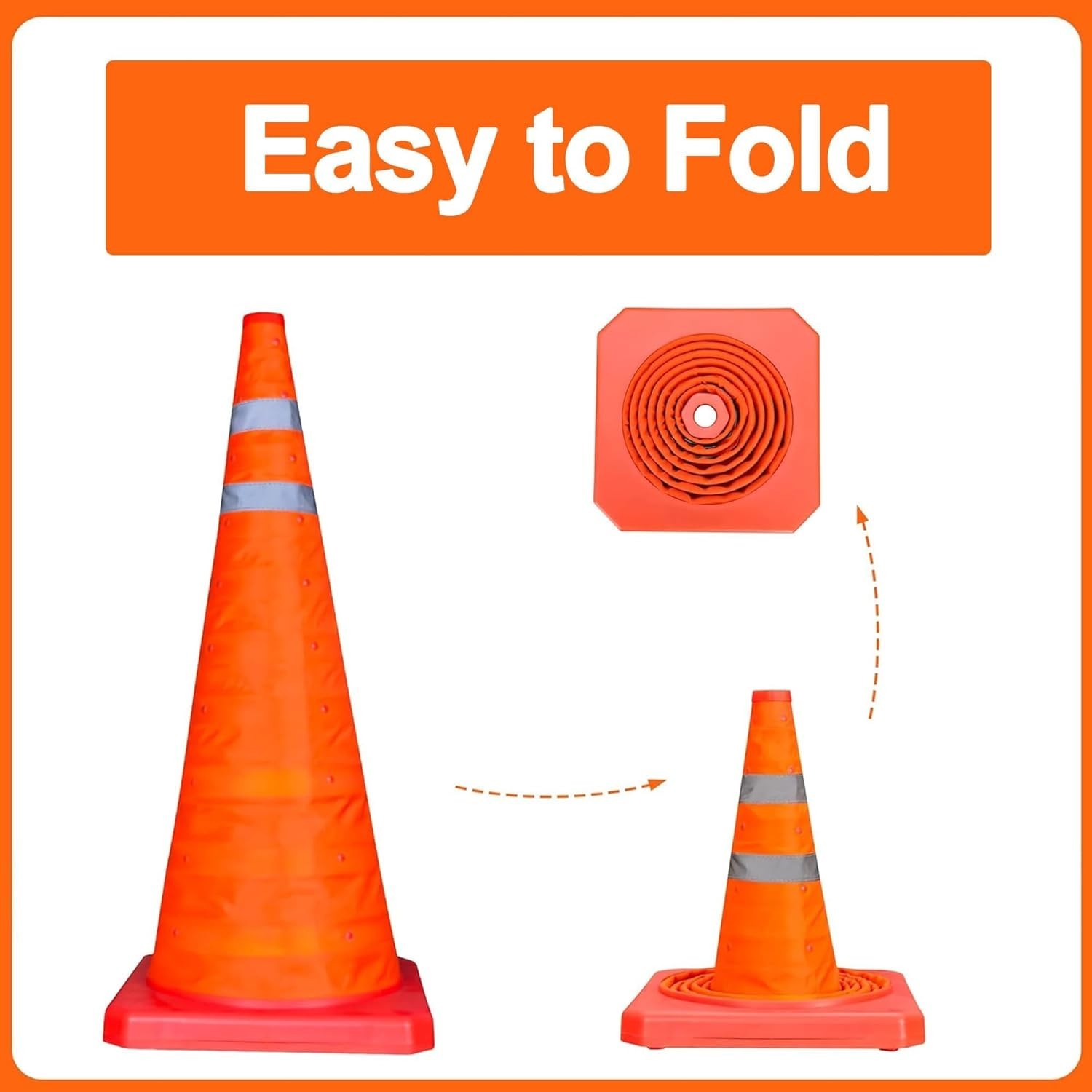 18 Inch 1 Pack Collapsible Traffic Safety Cones, Multi Purpose Pop-up Cones