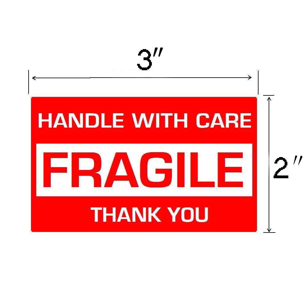 2000 Fragile Stickers 2×3 Handle with Care Thank You Warning Label 500 / Roll