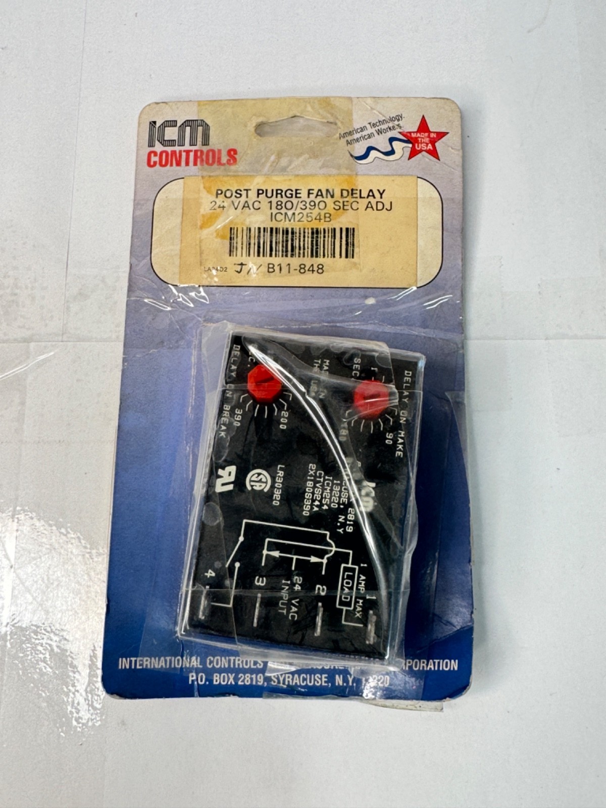 ICM Controls ICM254B Post Purge Fan Delay Timer, 12-390 Second Adjustable Delay