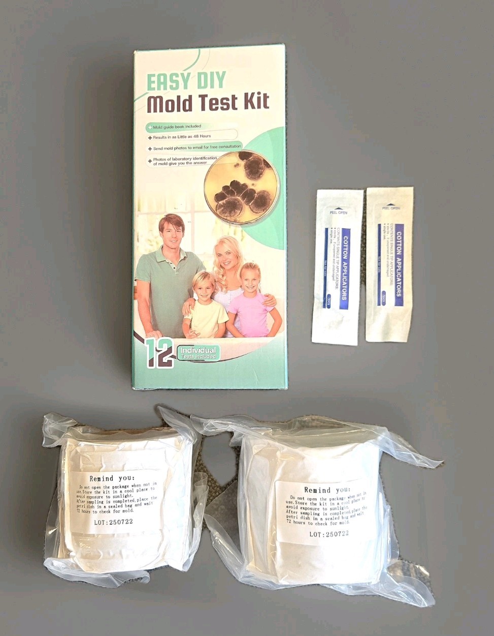 Easy DIY Mold Test Kit 12 Tests Open Box Missing Some Swabs
