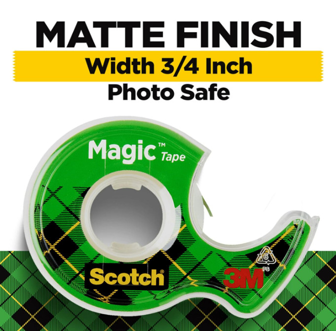 Scotch Magic Tape, 3 Dispensered Rolls, Numerous Applications, Invisible, Clear